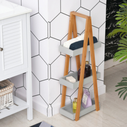 kleankin Freestanding Bamboo Shelving: 3-Tier Space-Saving Bathroom Storage, Natural - Aosom UK - thumbnail 7
