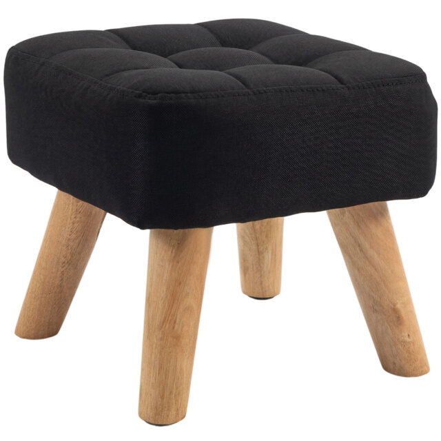 HOMCOM Linen-Look Square Padded Footstool - Black - image 1