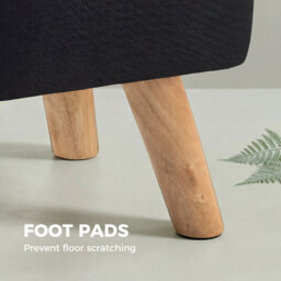 HOMCOM Linen-Look Square Padded Footstool - Black - thumbnail 6