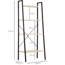 HOMCOM 4-Tier Vintage Ladder Shelf Bookcase Wood Storage Rack Stand Plants Display Black natural - Aosom UK - thumbnail 3