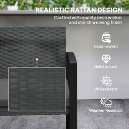 Outsunny Two-Seater Rattan Garden Bench - Grey/Black - thumbnail 5