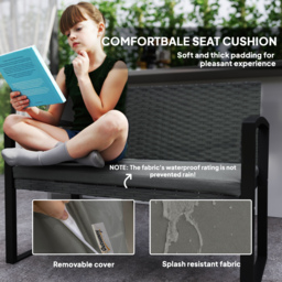 Outsunny Two-Seater Rattan Garden Bench - Grey/Black - thumbnail 6
