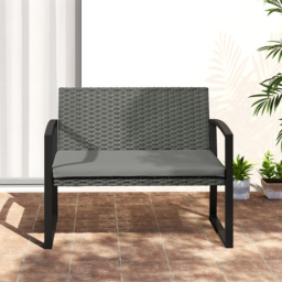 Outsunny Two-Seater Rattan Garden Bench - Grey/Black - thumbnail 8