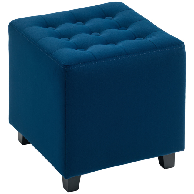 HOMCOM Velvet-Feel Square Ottoman - Blue - image 1