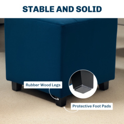 HOMCOM Velvet-Feel Square Ottoman - Blue - thumbnail 6