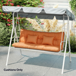 Outsunny Outdoor Seat Cushions Back Cushion with 2 Pillows, Water Repellent Seat Pads for 3-Seater Chair, Orange - thumbnail 9