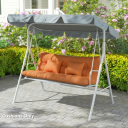 Outsunny Outdoor Seat Cushions Back Cushion with 2 Pillows, Water Repellent Seat Pads for 3-Seater Chair, Orange - thumbnail 7