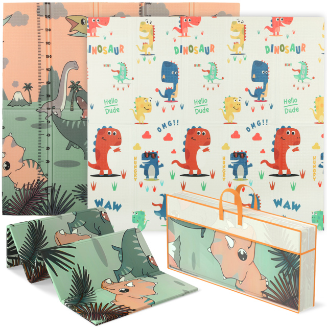 AIYAPLAY Baby Play Mat, Double Sideded Foldable Kids Crawling Mat, Reversible & Waterproof, Dinosaur - image 1