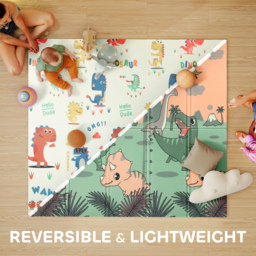 AIYAPLAY Baby Play Mat, Double Sideded Foldable Kids Crawling Mat, Reversible & Waterproof, Dinosaur - thumbnail 4