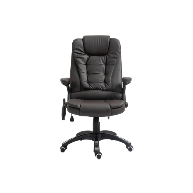 HOMCOM High Back Executive Massage Chair, PU Leather Massage Office Chair with Heat, Tilt, Reclining Function, Adjustable, Brown - Aosom UK - image 1
