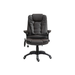 HOMCOM High Back Executive Massage Chair, PU Leather Massage Office Chair with Heat, Tilt, Reclining Function, Adjustable, Brown - Aosom UK - thumbnail 1
