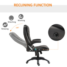 HOMCOM High Back Executive Massage Chair, PU Leather Massage Office Chair with Heat, Tilt, Reclining Function, Adjustable, Brown - Aosom UK - thumbnail 7