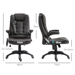 HOMCOM High Back Executive Massage Chair, PU Leather Massage Office Chair with Heat, Tilt, Reclining Function, Adjustable, Brown - Aosom UK - thumbnail 3