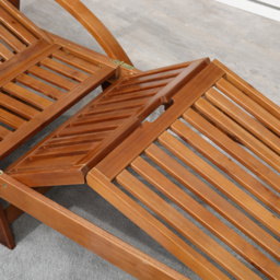 Outsunny Outdoor Garden Patio Wooden Sun Lounger Foldable Recliner Deck Chair Day Bed Furniture with Wheels - thumbnail 9
