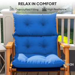 Outsunny Set of 2 Rocking Chair Padded Seat Cushions - Blue - thumbnail 4