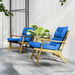 Outsunny Set of 2 Rocking Chair Padded Seat Cushions - Blue - thumbnail 9