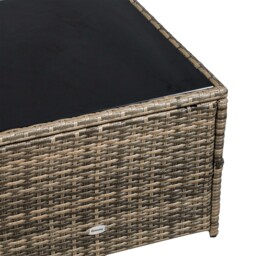 Outsunny 6-Seater Outdoor Rattan Wicker Sofa Set with Hidden Storage Side Table and Cushions, Mixed Brown - Aosom UK - thumbnail 9