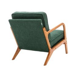 Mid-Century Modern Accent Chair with Solid Wood Frame and Soft Cushion, Armchair for Living Room, Ergonomic Design, 65x80x76 cm, Emerald - Aosom.UK - thumbnail 9