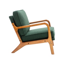Mid-Century Modern Accent Chair with Solid Wood Frame and Soft Cushion, Armchair for Living Room, Ergonomic Design, 65x80x76 cm, Emerald - Aosom.UK - thumbnail 8