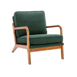 Mid-Century Modern Accent Chair with Solid Wood Frame and Soft Cushion, Armchair for Living Room, Ergonomic Design, 65x80x76 cm, Emerald - Aosom.UK - thumbnail 7