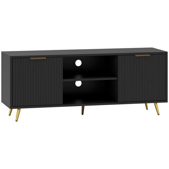 "HOMCOM Modern TV Stand Cabinet for TVs up to 55"", TV Unit with 2 Open Shelves, 2 Cabinets and Cable Management for Living Room, Black" - image 1