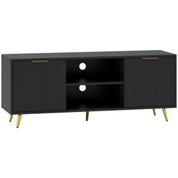 "HOMCOM Modern TV Stand Cabinet for TVs up to 55"", TV Unit with 2 Open Shelves, 2 Cabinets and Cable Management for Living Room, Black" - thumbnail 1