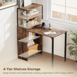 HOMCOM Folding Shelf and Work Table - Brown/Black - thumbnail 5