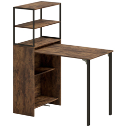 HOMCOM Folding Shelf and Work Table - Brown/Black - thumbnail 1