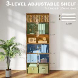 HOMCOM Six Shelf Bookcase - Rustic Brown - thumbnail 5