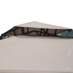 Outsunny 3x3m Outdoor Garden Gazebo Tent, Ventilated 2-Tier Roof Patio Canopy Event Shelter with Mesh Netting, Taupe - Aosom UK - thumbnail 9