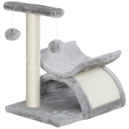 PawHut Kitten Activity Tree with Sisal Scratching Posts, Compact Cat Play Tower with Rotating Bar, Tunnel, Grey - Aosom UK - thumbnail 1