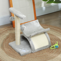 PawHut Kitten Activity Tree with Sisal Scratching Posts, Compact Cat Play Tower with Rotating Bar, Tunnel, Grey - Aosom UK - thumbnail 7