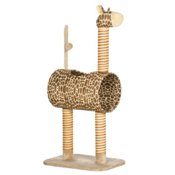 PawHut Giraffe Cat Tree, Indoor Play Tower with Scratching Posts, Tunnel, Ball Toy, 48.5 x 34.5 x 101 cm - Aosom UK - thumbnail 1