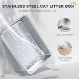 PawHut Extra Large Stainless Steel Litter Box, Enclosed Cat Litter Tray with Scoop, Deodorizer Bag, Front-Entry and Top-Exit - thumbnail 4