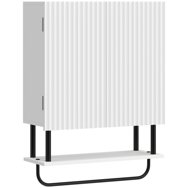 HOMCOM Bathroom Wall Cabinet Modern Space Saver Wall Mounted Cabinet Doors Storage White - image 1