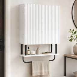 HOMCOM Bathroom Wall Cabinet Modern Space Saver Wall Mounted Cabinet Doors Storage White - thumbnail 9