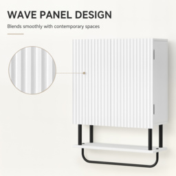 HOMCOM Bathroom Wall Cabinet Modern Space Saver Wall Mounted Cabinet Doors Storage White - thumbnail 5