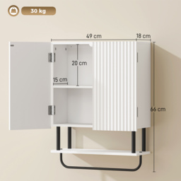 HOMCOM Bathroom Wall Cabinet Modern Space Saver Wall Mounted Cabinet Doors Storage White - thumbnail 3