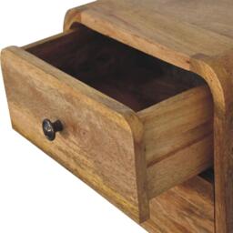 Solid Mango Wood Floating Bedside Table with 2 Smooth-Gliding Drawers, Desk with Sustainable Materials, 25L x 30W x 25H cm, Brown - Aosom UK - thumbnail 5
