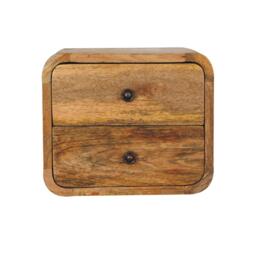 Solid Mango Wood Floating Bedside Table with 2 Smooth-Gliding Drawers, Desk with Sustainable Materials, 25L x 30W x 25H cm, Brown - Aosom UK - thumbnail 2