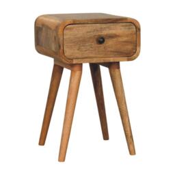 Narrow Nightstand with Mango Wood, Mini Bedside Table with Single Drawer, Oak-ish Finish for Bedroom Display & Storage, 30L x 30W x 49H cm, Brown - Aosom UK - thumbnail 6