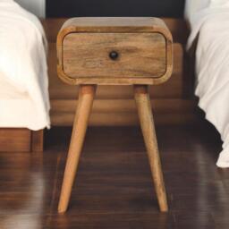Narrow Nightstand with Mango Wood, Mini Bedside Table with Single Drawer, Oak-ish Finish for Bedroom Display & Storage, 30L x 30W x 49H cm, Brown - Aosom UK