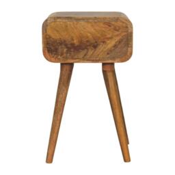 Narrow Nightstand with Mango Wood, Mini Bedside Table with Single Drawer, Oak-ish Finish for Bedroom Display & Storage, 30L x 30W x 49H cm, Brown - Aosom UK - thumbnail 7