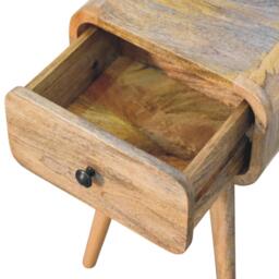 Narrow Nightstand with Mango Wood, Mini Bedside Table with Single Drawer, Oak-ish Finish for Bedroom Display & Storage, 30L x 30W x 49H cm, Brown - Aosom UK - thumbnail 5