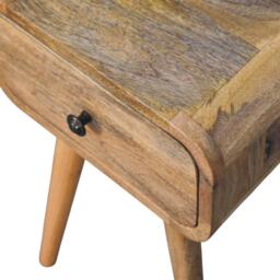 Narrow Nightstand with Mango Wood, Mini Bedside Table with Single Drawer, Oak-ish Finish for Bedroom Display & Storage, 30L x 30W x 49H cm, Brown - Aosom UK - thumbnail 4