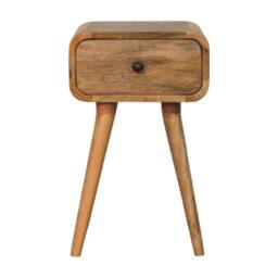 Narrow Nightstand with Mango Wood, Mini Bedside Table with Single Drawer, Oak-ish Finish for Bedroom Display & Storage, 30L x 30W x 49H cm, Brown - Aosom UK - thumbnail 2