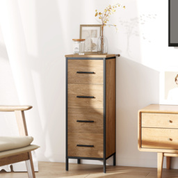 HOMCOM Narrow Bathroom Storage Cabinet with 4 Drawers - Oak - thumbnail 8