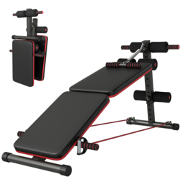 HOMCOM Steel Foldable Home Core Workout Bench Red/Black - Aosom UK
