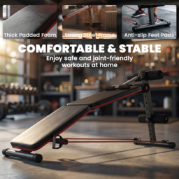 HOMCOM Steel Foldable Home Core Workout Bench Red/Black - Aosom UK - thumbnail 7