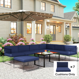 Outsunny 14-piece Dining Set Cushions - Dark Blue - thumbnail 2